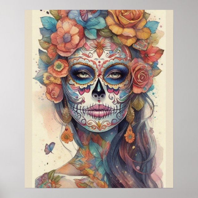 Dia de los Muertos Elegance: Sugar Skull Makeup Poster (Framsidan)