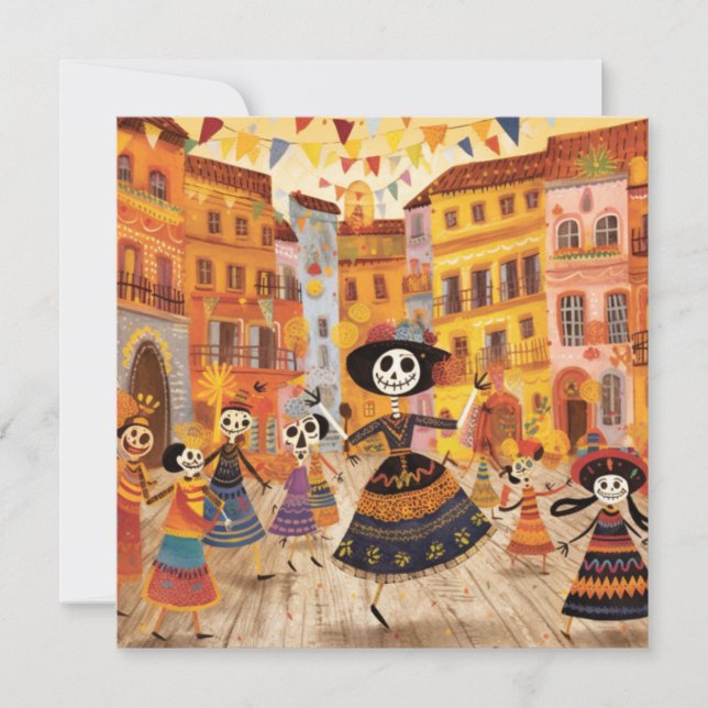 "Dia de los Muertos", färglöst skullduk Inbjudningar (Framsida)