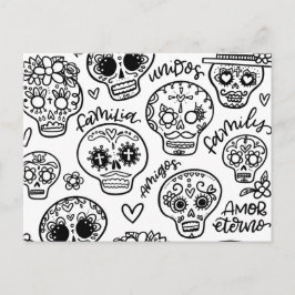 Dia De Los Muertos - Färgning av sockerDöskallar Vykort