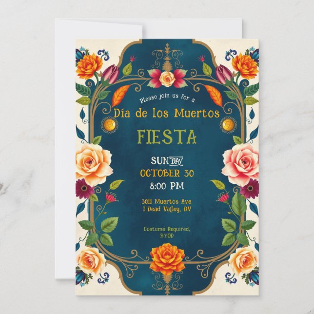 💀🎉Día de los Muertos-fest Efterlivet Inbjudningar (Framsida)