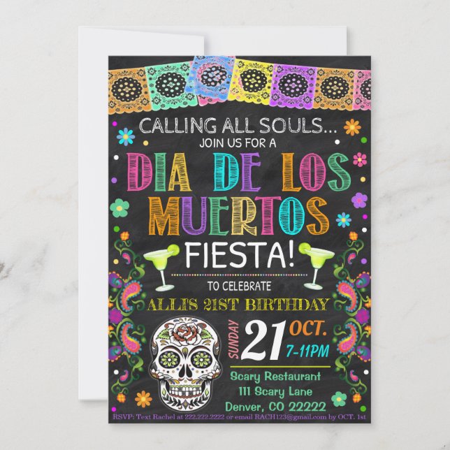 Dia De Los Muertos Fest Invitation Inbjudningar (Framsida)
