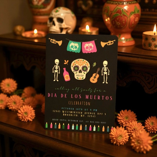 Día de los Muertos-fest Invitation Inbjudningar (Skapare uppladdad)