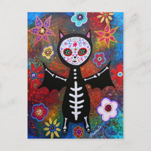 Dia de los Muertos Fladdermus av Prisarts Vykort