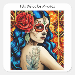 Día de los Muertos Fyrkantigt Klistermärke