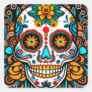 Dia de los Muertos Fyrkantigt Klistermärke