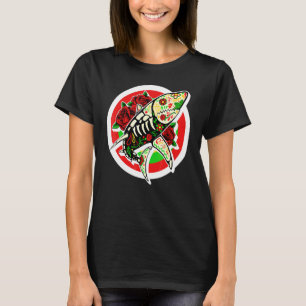 Dia De Los Muertos Haj Sugar Skalle Blommig Mexiko T Shirt