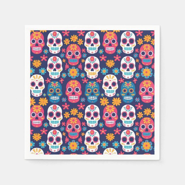Dia de Los Muertos Halloween Mönster Pappra Napkin Pappersservett (Framsidan)