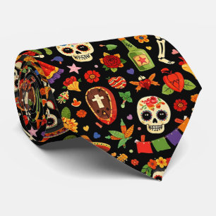 Día de los Muertos-halsduk (Marinröd baksida) Slips