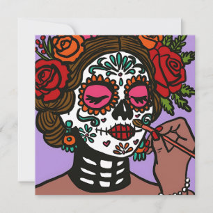 Día de los Muertos Hand plockade Catrina Inbjudningar