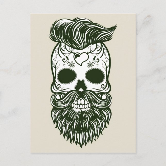 Dia De Los Muertos/ Hipster Skull Vykort (Framsida)