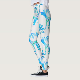 Dia De Los Muertos- Hund och dekorativa trädroppar Leggings