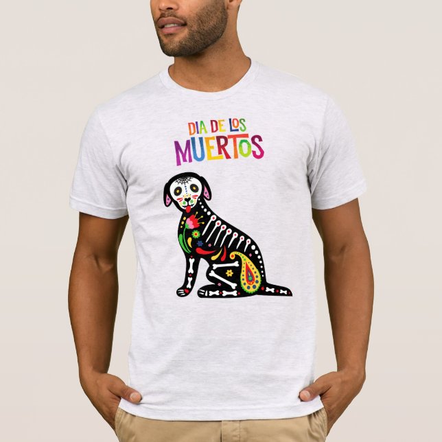 Dia De Los Muertos Hund Skeleton T Shirt (Framsida)