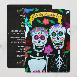 DIA DE LOS MUERTOS KÄRLEK COUPLE BRÖLLOP INBJUDNINGAR