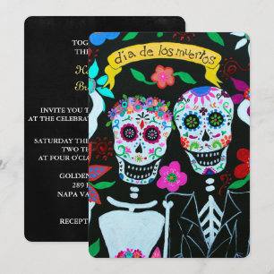 DIA DE LOS MUERTOS KÄRLEK COUPLE BRÖLLOP INBJUDNINGAR