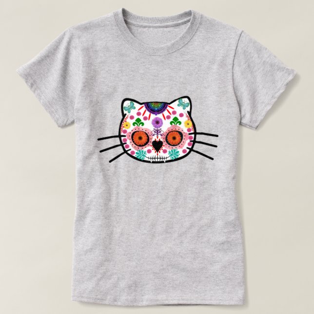 Dia de los Muertos Kitten Cat Halloween T-shirt (Design framsida)