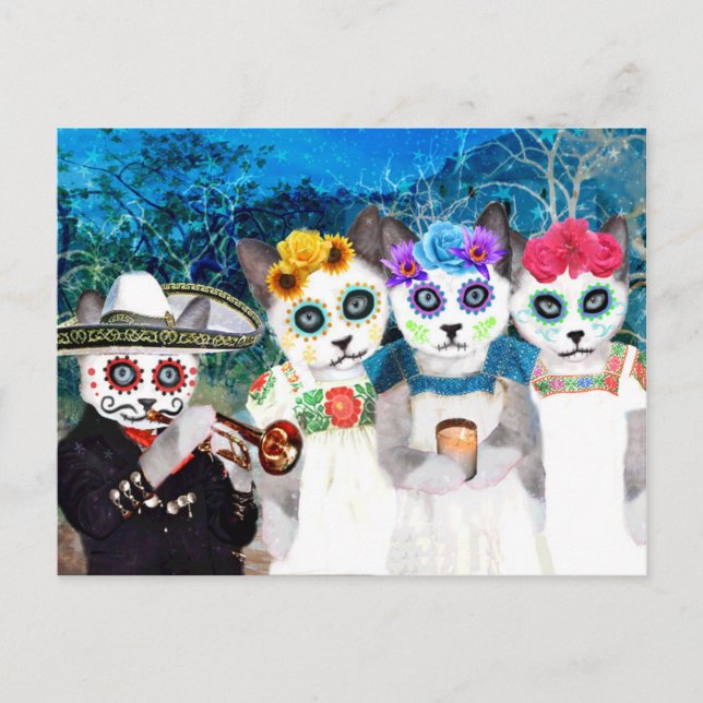 Dia De Los Muertos Kittens Postcard Vykort (Framsida)