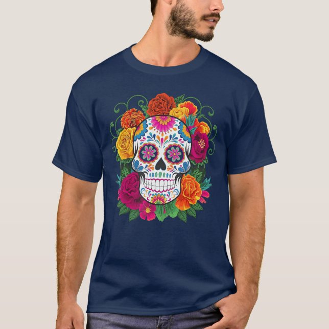 Dia De Los Muertos-kostym Dag Av De Döda Socker S T Shirt (Framsida)
