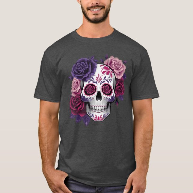 Dia De Los Muertos-kostym Dag Av De Döda Socker S T Shirt (Framsida)