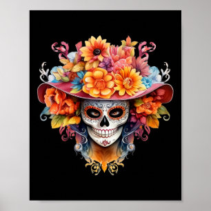Dia De Los Muertos-kostym Dag Av De Dödas Skalle H Poster