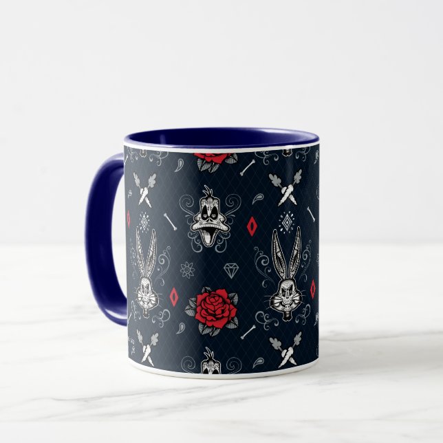 Día De Los Muertos KRYP BUNNY™ & DAFFY ANKA™ Tile Mugg (Framsida vänster)