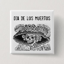 Dia de los muertos La Catrina Button