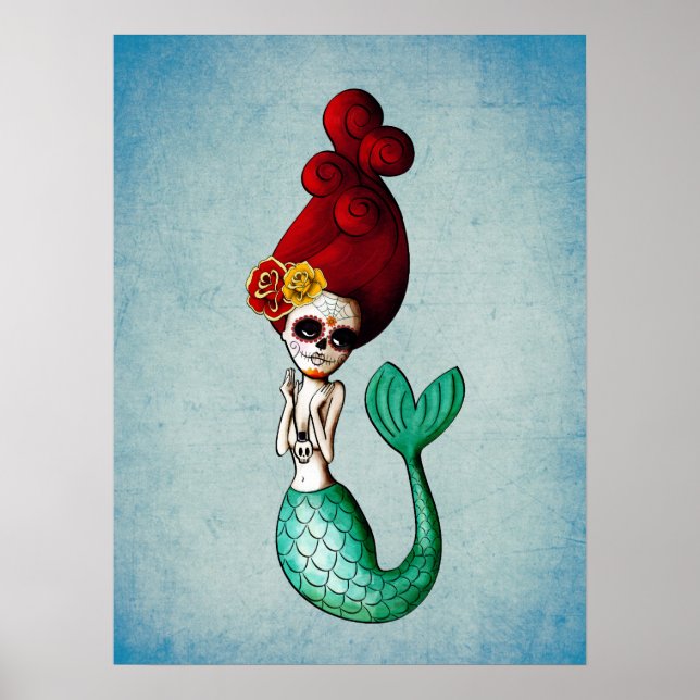 Dia de Los Muertos La Catrina Sjöjungfru Poster (Framsidan)