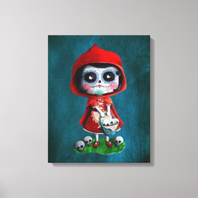 Dia de los Muertos Little Red Riding Huva Canvastryck (Framsida)