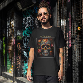 Dia de los Muertos målade skallblomkalavera T Shirt
