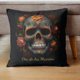 Dia de los Muertos målade skalle anpassade Kudde