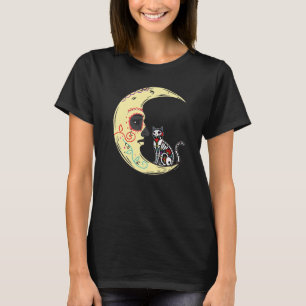 Dia De Los Muertos Måne Sugar Skeleton Cat X Ray T Shirt