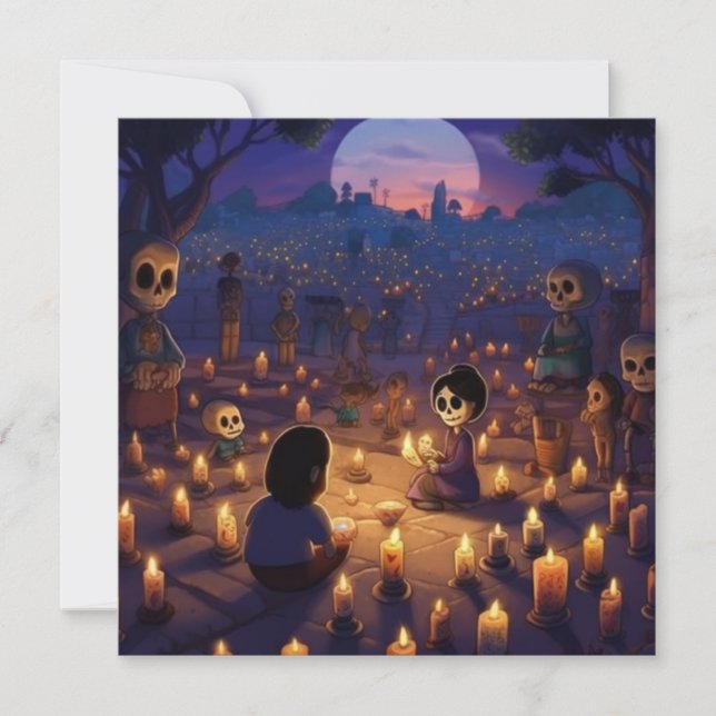 Dia de los Muertos "Marigold Meadows" kyrkogård Inbjudningar (Framsida)