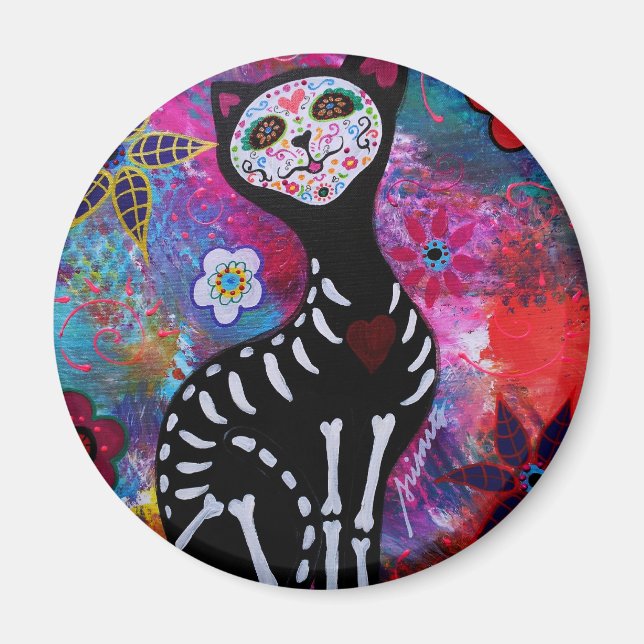 Dia de los Muertos Meow Cat by Prisarts Magnet (Framsidan)