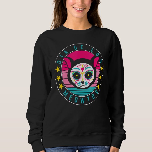 Dia De Los Muertos Meowtos Cat Sugar Skull Mexico  T Shirt (Framsida)
