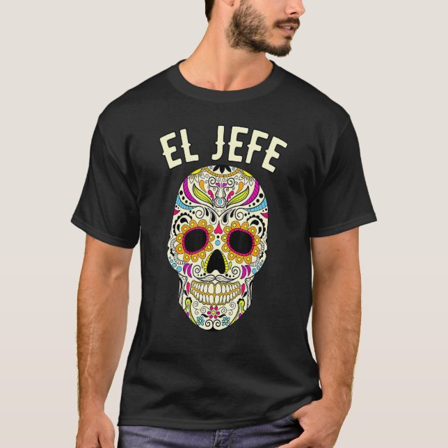 Dia De Los Muertos Mexican Chef Sugar Skull T Shirt (Framsida)