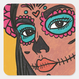 Dia de los Muertos Mexican Culture Hand plockade Fyrkantigt Klistermärke