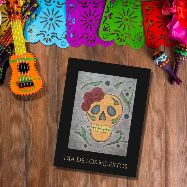 Dia de los Muertos Mexican Sugar Skull Helg Vykort (Skapare uppladdad)