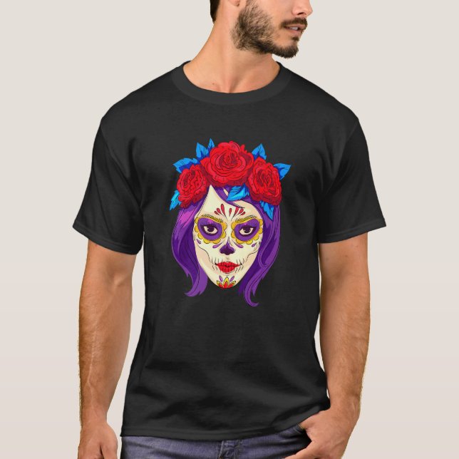 Dia De Los Muertos Mexico Women's Mask La Catrina  T Shirt (Framsida)