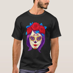 Dia De Los Muertos Mexiko Kvinnomask La Catrina T Shirt