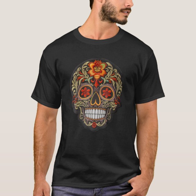 Dia De Los Muertos Mexiko Sugar Skull La Catrina H T Shirt (Framsida)