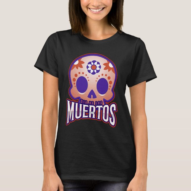 Dia de los muertos Modern colourful Skull T Shirt (Framsida)