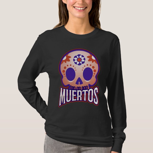 Dia de los muertos Modern colourful Skull T Shirt (Framsida)