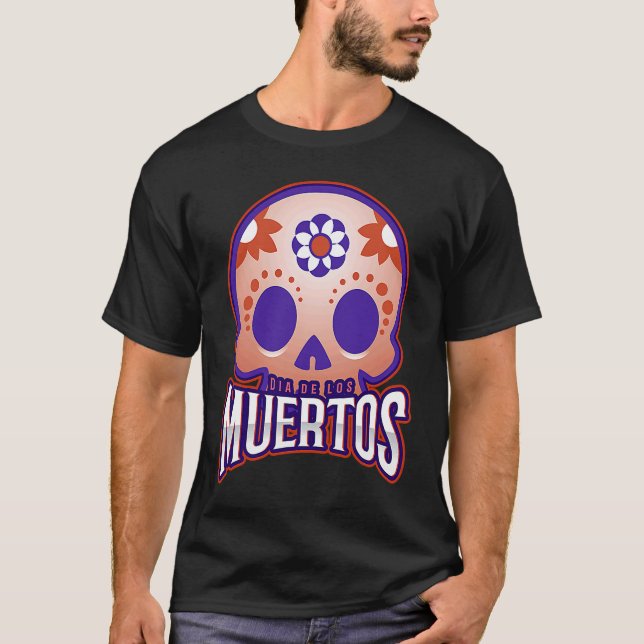 Dia de los muertos Modern colourful Skull T Shirt (Framsida)