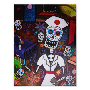 Dia de los Muertos Nurse Painting Fototryck
