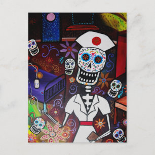 DIA DE LOS MUERTOS NURSE POSTCARD VYKORT