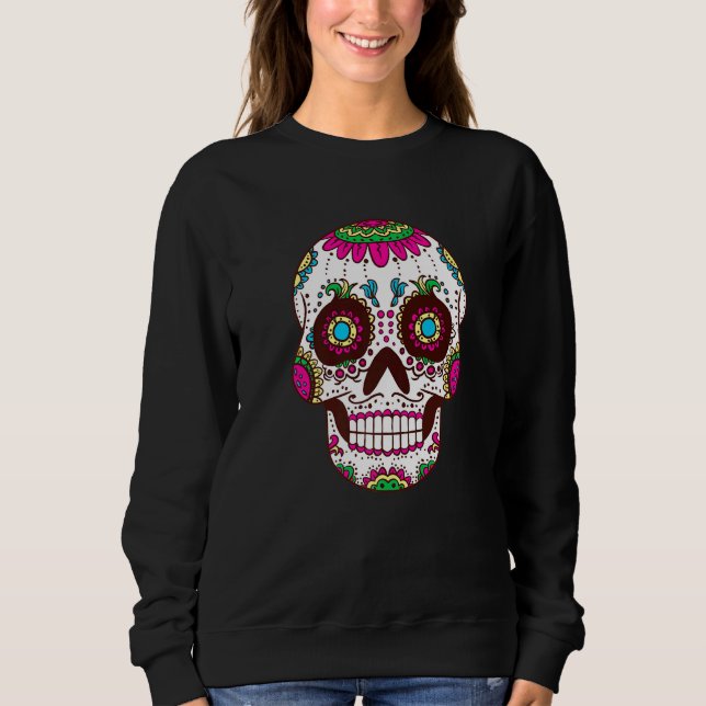 Dia De Los Muertos Pink Elements Skull Mask Premiu T Shirt (Framsida)