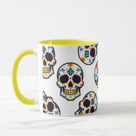 Dia De Los Muertos Pixelated Skalle Mönster Mugg