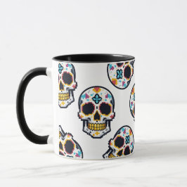 Dia De Los Muertos Pixelated Skalle Mönster Mugg