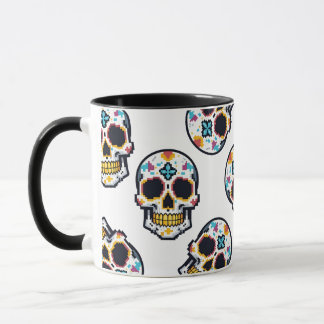 Dia De Los Muertos Pixelated Skull Pattern Mugg