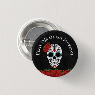 Dia De Los Muertos Red Turquise Sugar Skull Knapp