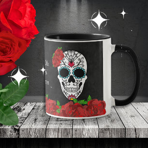 Dia De Los Muertos Red Turquise Sugar Skull Mugg
